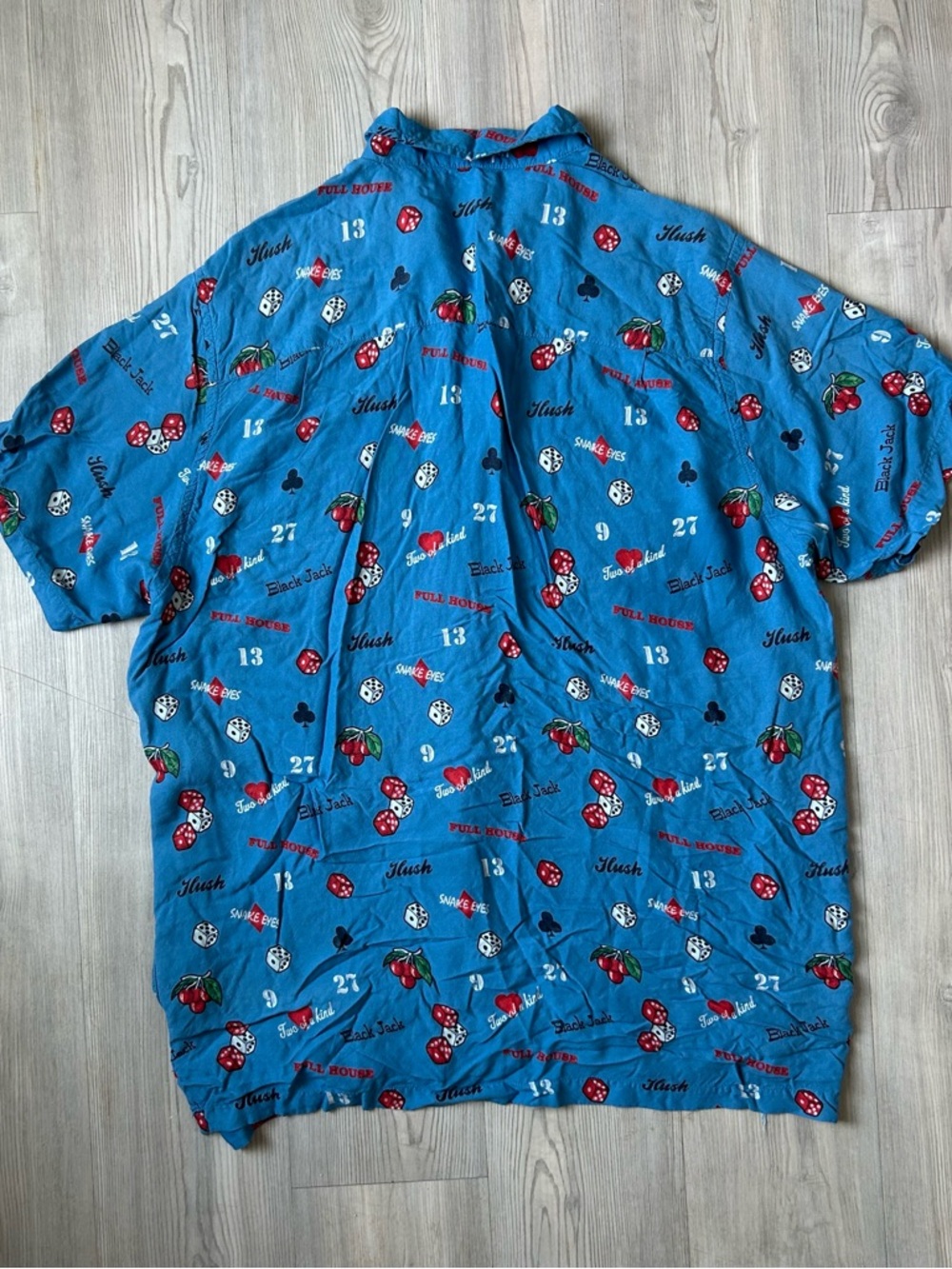 Steve & Barry's Blue Casino Dice & Cherries Button-Up Shirt - Picture 4 of 5